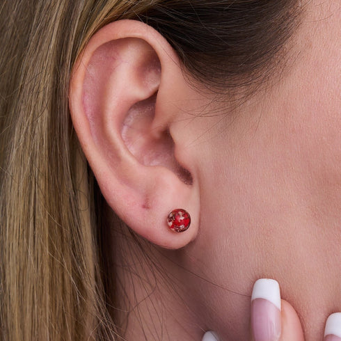 Pourpre | Argent sterling .925 | Mini Boucles D'oreilles Tiges En Verre Luciole